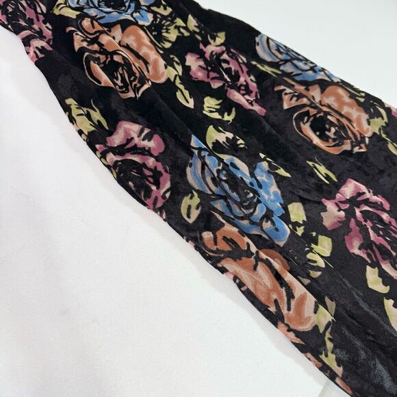 ASOS Maxi Dress Womens 8 Velvet Burnout Devore Slip Lace Up Back Strappy Black - Picture 2 of 9